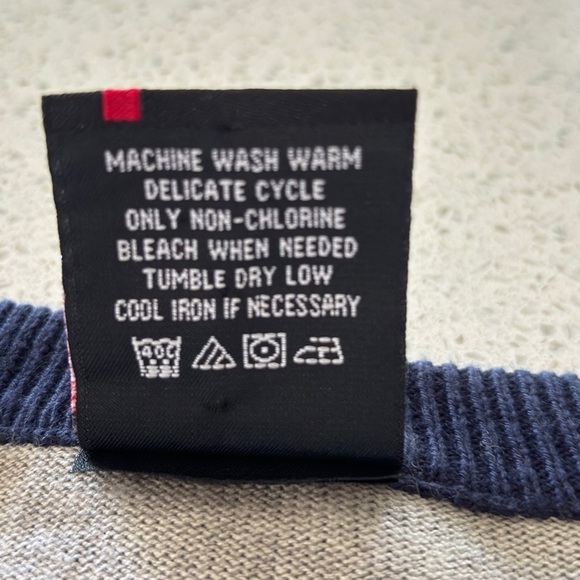 RALPH LAUREN POLO JEANS Sweater Pullover Ringer Shirt Logo Mens Large Gray Navy - Picture 7 of 11